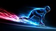 © Raul - Speed skater in dynamic motion, a blur of blue and red energy trails behind.
