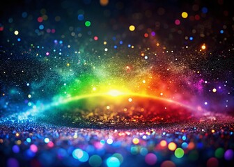 Sticker - shimmering rainbow dust particles, abstract light background, high depth of field stock photo