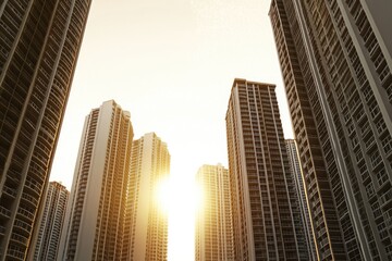 Wall Mural - Cityscape image featuring multiple high-rise structures