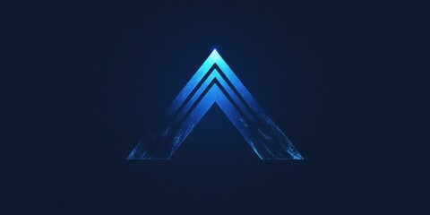 Blue upward-pointing arrow graphic logo on a dark blue background with a technology and digital concept, in a futuristic style for business or the internet industry Generative AI