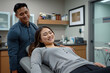 © SuzeO - chiropractic care, a professional chiropractor attends to a relaxed asian woman in her s on a chiropractic table, ensuring her comfort and well-being in a serene treatment room