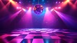 © ImageKing - Retro mixtape banner with dance floor and disco ball. Club party with music of 80s and 90s. Vector landing page with cartoon illustration of nightclub checkered stage illuminated by spotlights