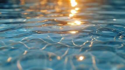 Golden Sunlight Reflecting On Rippling Water Surface