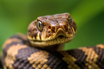 Wall Mural - Close-up photo of a snake curled around a branch