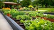 © sa-photo - A well-maintained community garden with diverse plants, composting areas, and neighbors exchanging gardening tips.