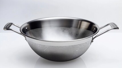 A colander with a smooth matte finish, photographed on a clean white surface.