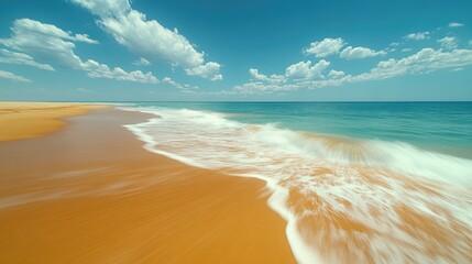 Wall Mural - a serene landscape of a beach with calm waters and a vast ocean horizon