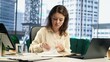 © DC Studio - Female entrepreneur working on her legal obligations to sign paperwork and work contracts, approving all documents for performance and productivity. Businesswoman CEO gives authorizations. Camera A.