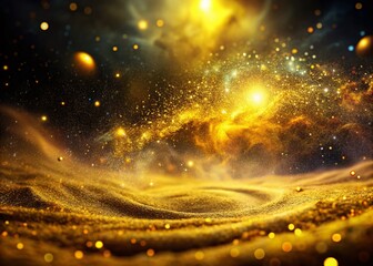 Sticker - surreal yellow particle background: abstract art photo for design & wallpaper