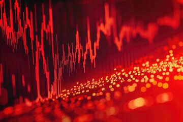 Close-up view of a computer screen with a red background, suitable for technology and design-related projects