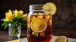 Traditional iced tea with lemon and mint