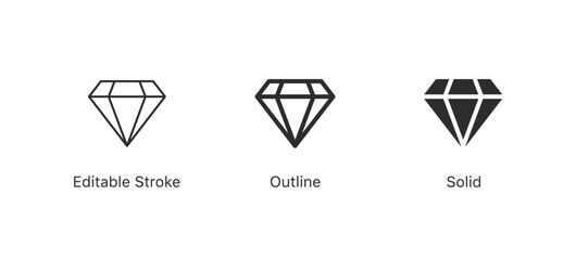 Poster - Diamond icon set . DITABLE STROKE ICON, outline and filled web icons vector sign