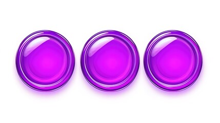 set of neon 2d round game buttons with purple fill and different stroke styles isolated on white bac