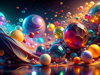 Wall Mural - vibrant abstract shapes & light burst background - left copy space