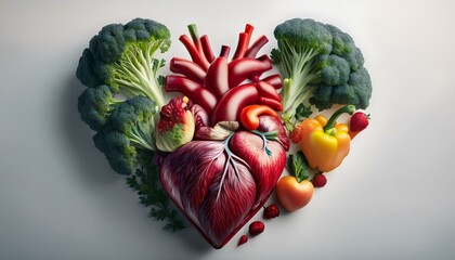 Poster - Heart-healthy eating: A vibrant image of a heart formed from fresh produce.