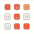 © estrel - Create a minimalist icons representing a smiling face clean lineart style with neutral tones and subtle accents subtile colours in red and orange