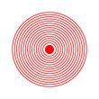 © vikusha_art - Red concentric circles. Vibration, radiation, coverage or localization icon. Sore or inflammation symbol. Pain, pulse or ache sign. Shockwave, radar or sound signal pictogram. Vector illustration.