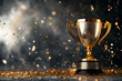 © estrel - Golden trophy cup on a grey background a vector illustration of a winners award with copy space for your design Sharp focus highresolution professional photography sto