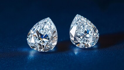 Aufkleber - Two pear-shaped diamonds on a dark blue background.