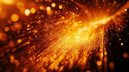 Poster - Abstract golden light streaks and particles background.