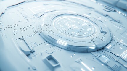 Aufkleber - Abstract futuristic technology background with glowing white circular element.