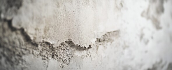 Poster - Close-up of a textured, aged, off-white wall with cracks and erosion.