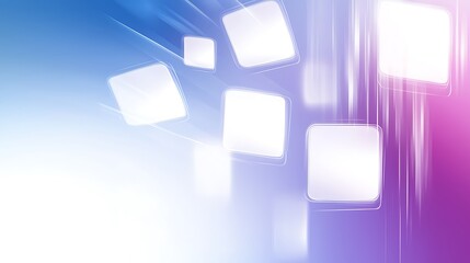 Wall Mural - abstract background with glowing squares and streaks of light in blue, purple, and white.