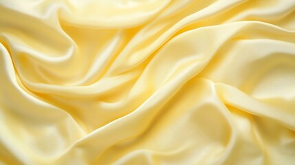 Leinwandbilder - Abstract pastel yellow silk fabric texture with soft folds and waves.