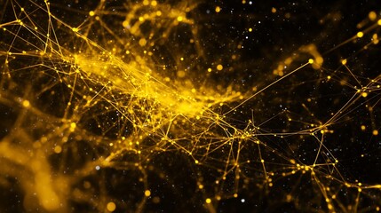Aufkleber - Abstract golden network connections in dark space.