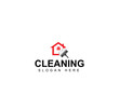 © ikhwan - House cleaning service logo design. House with vacuum cleaner vector design. Spring cleaning logotype