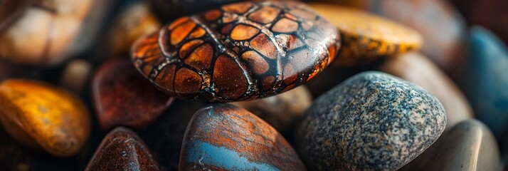 Poster - Close-up of colorful, smooth, polished stones.