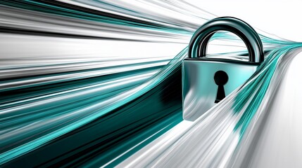 Poster - Fast data security, padlock in motion blur, digital speed concept.