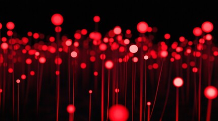 Wall Mural - Abstract red glowing spheres on thin stems against a black background.