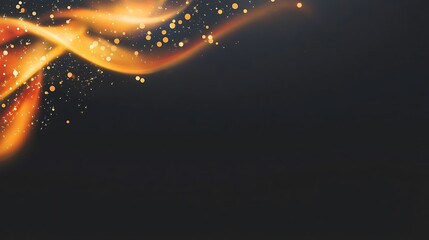 Wall Mural - Abstract fiery orange and gold flames with sparkles on black background.