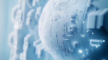 Poster - Abstract 3D render of a futuristic sphere with circuit board design.