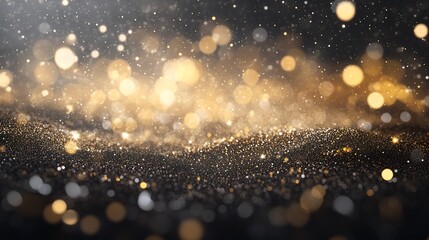 Poster - Abstract gold and black glitter bokeh background.