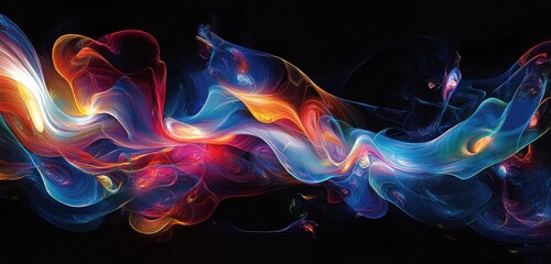 Poster - Abstract colorful flowing smoke wave.