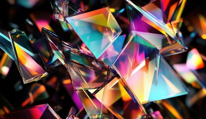 Canvas Print - Abstract colorful iridescent glass shards.