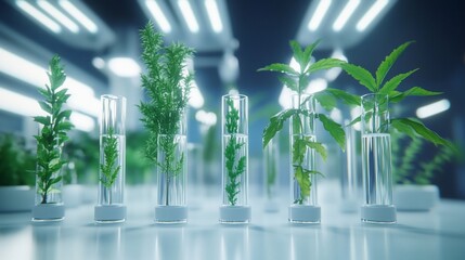 Poster - Young plants in test tubes in a lab setting. (1)