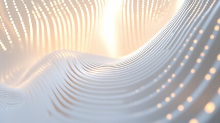 Poster - Abstract white wave with glowing dots, futuristic design.