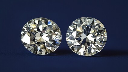 Aufkleber - Two brilliant-cut diamonds on a dark blue background.