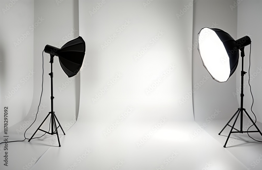 Photo inspiration: Gallery Detail: Studio Photo Shoot Setup Two Softbox Lights On Tripods Illuminate