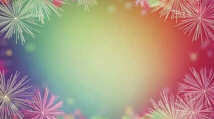 Wall Mural - Colorful abstract background with firework border, copy space.