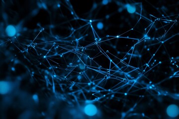 Aufkleber - Abstract blue glowing plexus network background.