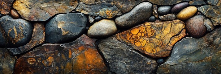 Poster - Colorful stone wall texture background.