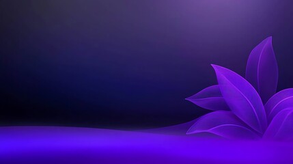 Wall Mural - Glowing purple leaves on dark background.