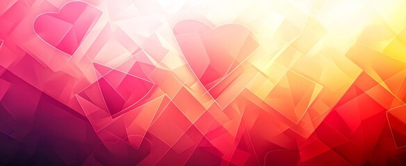 Wall Mural - Vibrant Abstract Valentine's Day Concept Art with Overlapping Hearts and Bold Colors. Copy space