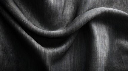 Poster - Dark gray fabric with elegant folds and soft light reflection.