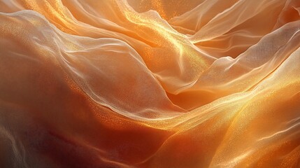 Leinwandbilder - Abstract golden fabric texture with soft, flowing waves and warm light.