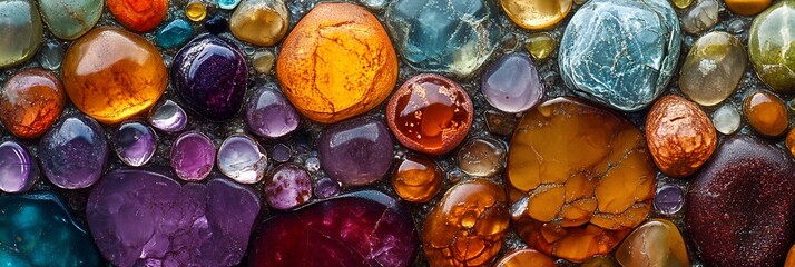 Poster - Vibrant, polished gemstone collection, close-up.
